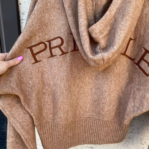 H&M Pringle of Scotland size extra small brown wool blend collab varsity hoodie - Picture 4 of 9